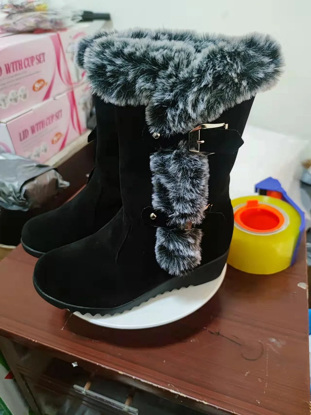 Women's autumn winter new snow boots thick-soled set foot imitation rabbit fur botas de mujer 2021 nuevas invierno altas bottes