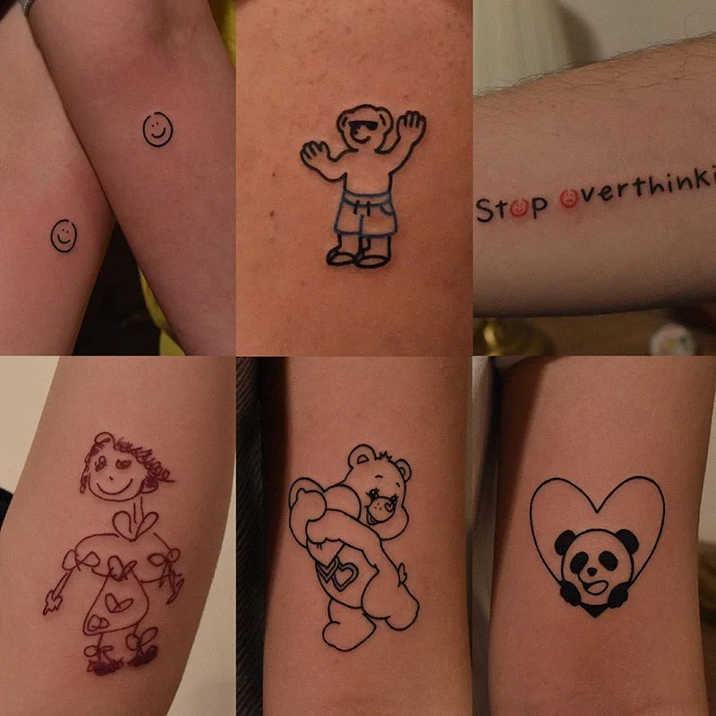 30 Sheets Cute Litter Bear Temporary Tattoo Kid Adult Face Tattoos Face Body Arm Art Waterproof Tatoo Sticker For Men Women