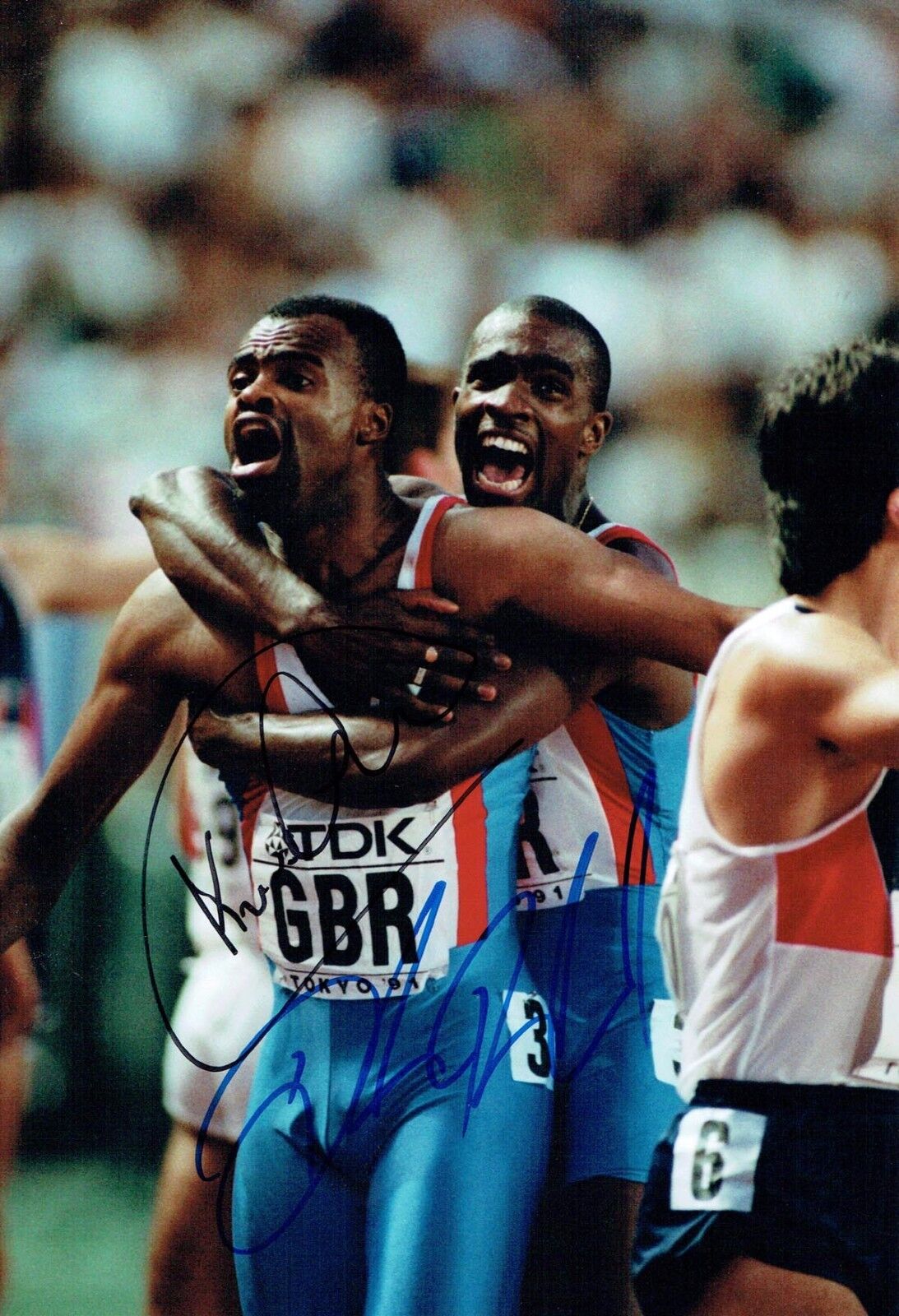 Kriss AKABUSI & Derek REDMOND SIGNED Autograph 12x8 Photo Poster painting 1 AFTAL COA Athletics