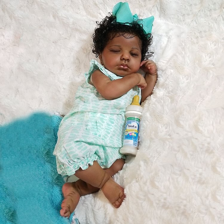 20'' Realistic Newborn Sleeping Black African American Reborn Baby Doll Girl Named Allison Rebornartdoll® Rebornartdoll®