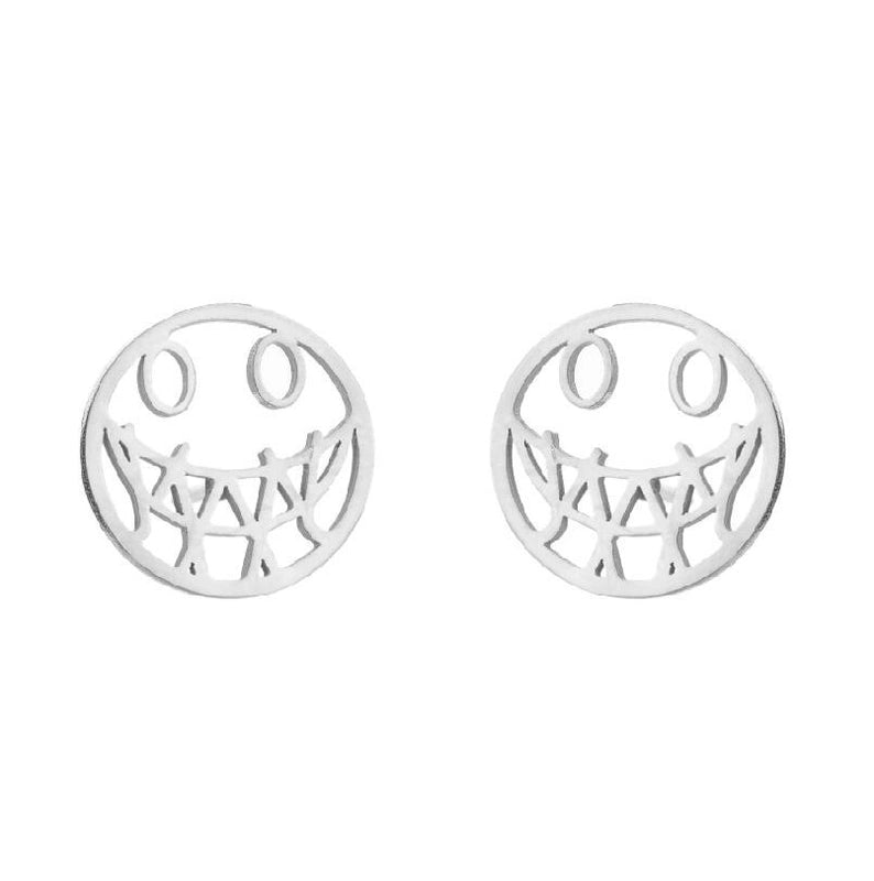 1 Pair Halloween Fashion Smile Face Star Skull Plating Hollow Out Stainless Steel Ear Studs