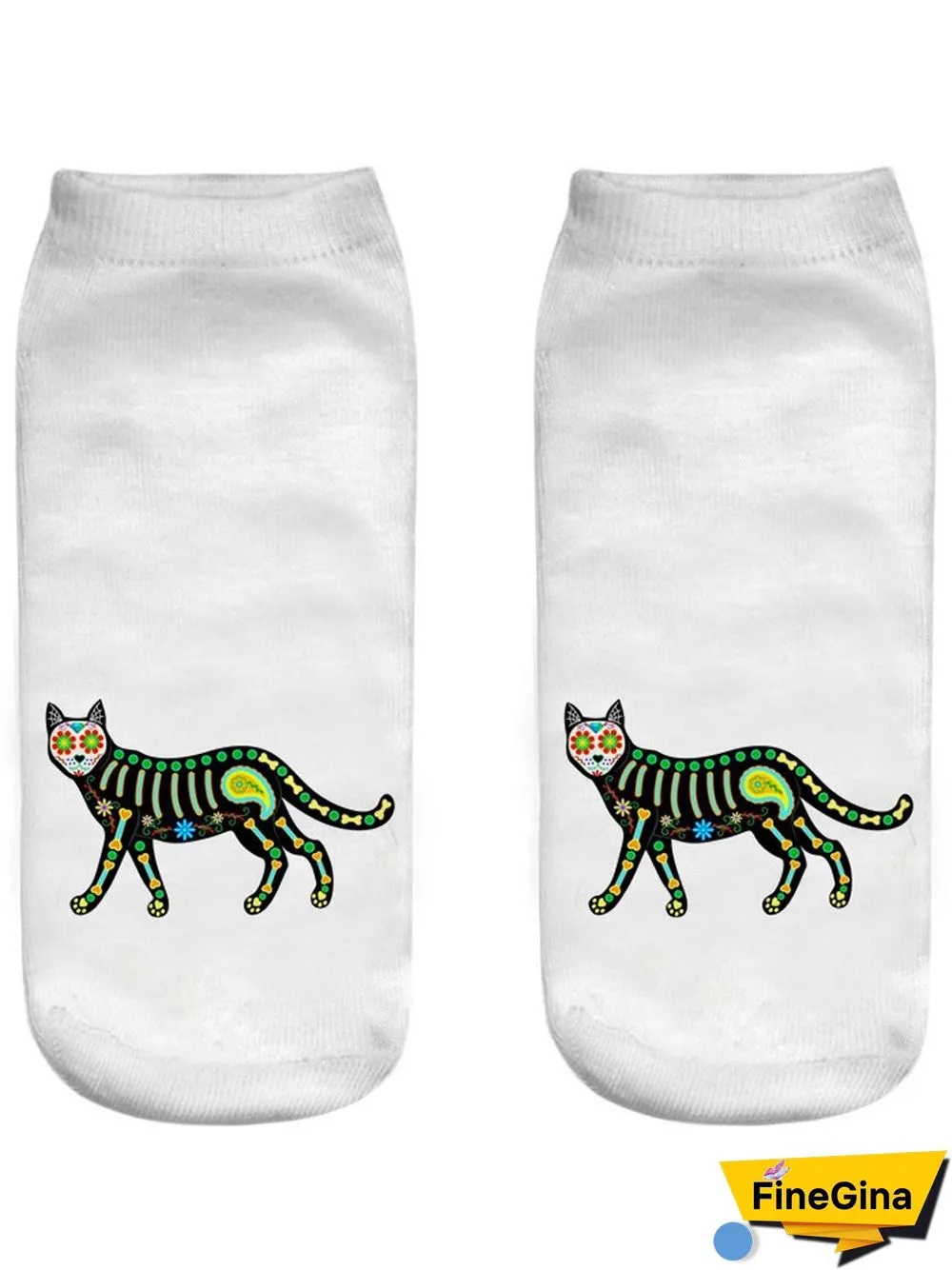 Halloween 3D Printing Black Cat Pattern Socks Festive Decoration Funny Socks