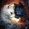 Yin Yang Cat-11CT Stamped Cross Stitch 45*45cm