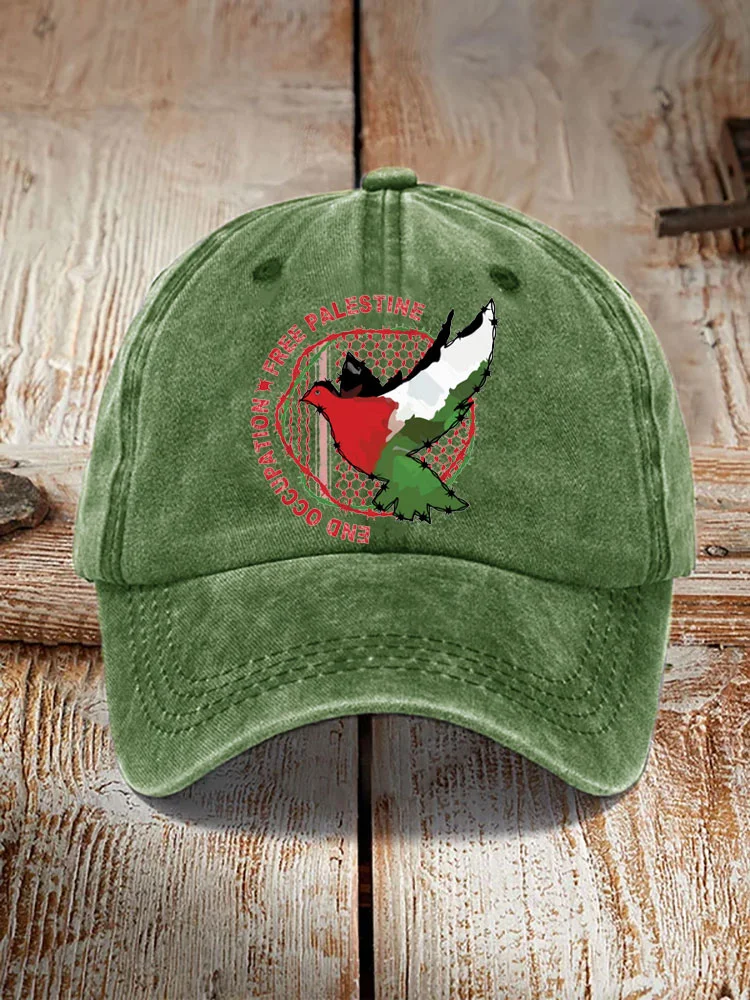 Unisex Casual Free Palestine Print Washed Hat