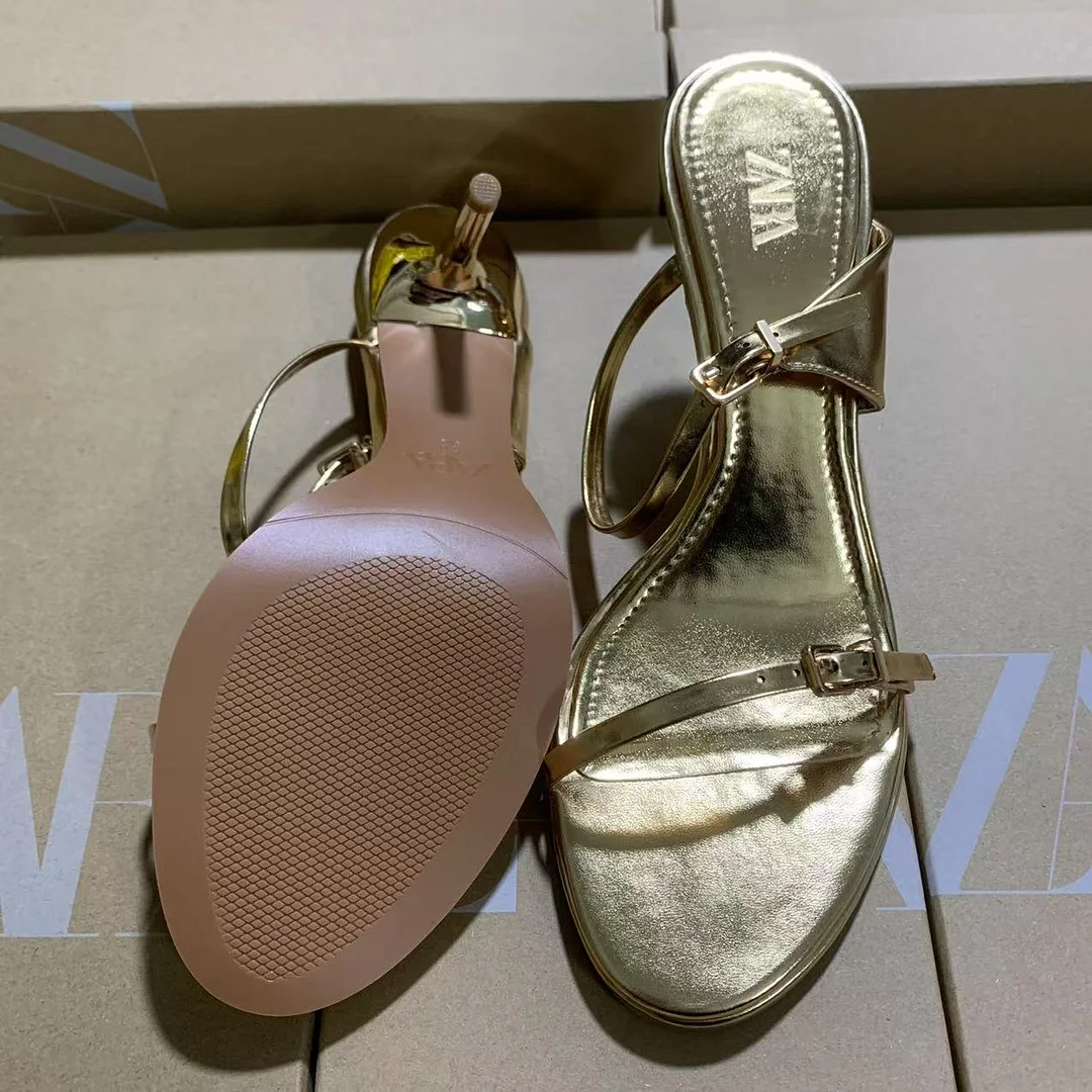 Breakj Breakj 2025 Spring New Buckle With Stylish Metal Fine High Heels Golden Dew Temperament Sexy Shoes