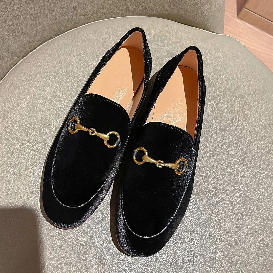 Women's Loafers Low Heel Flats Lady Work Velvet Mules Shoes-vocosishoes