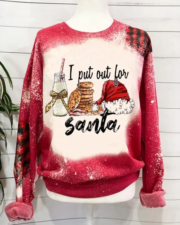 I Put Out For Santa Christmas Bleached Sweatshirt