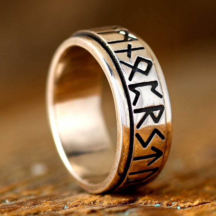 Viking Rune Fidget Men's Ring Sterling Silver