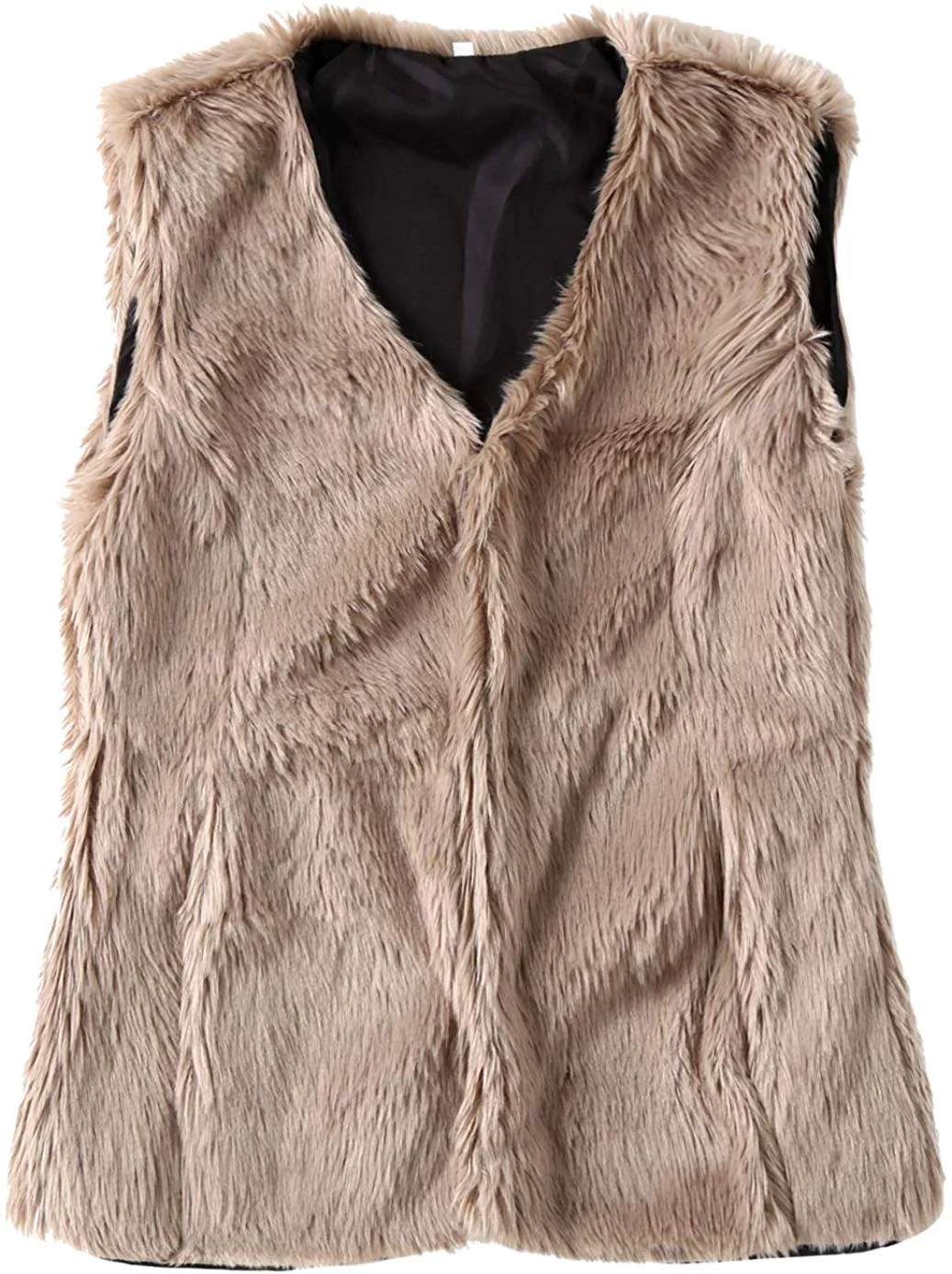 Women's Faux Fur Vest Warm Sleeveless Jacket Gilet with Pockets