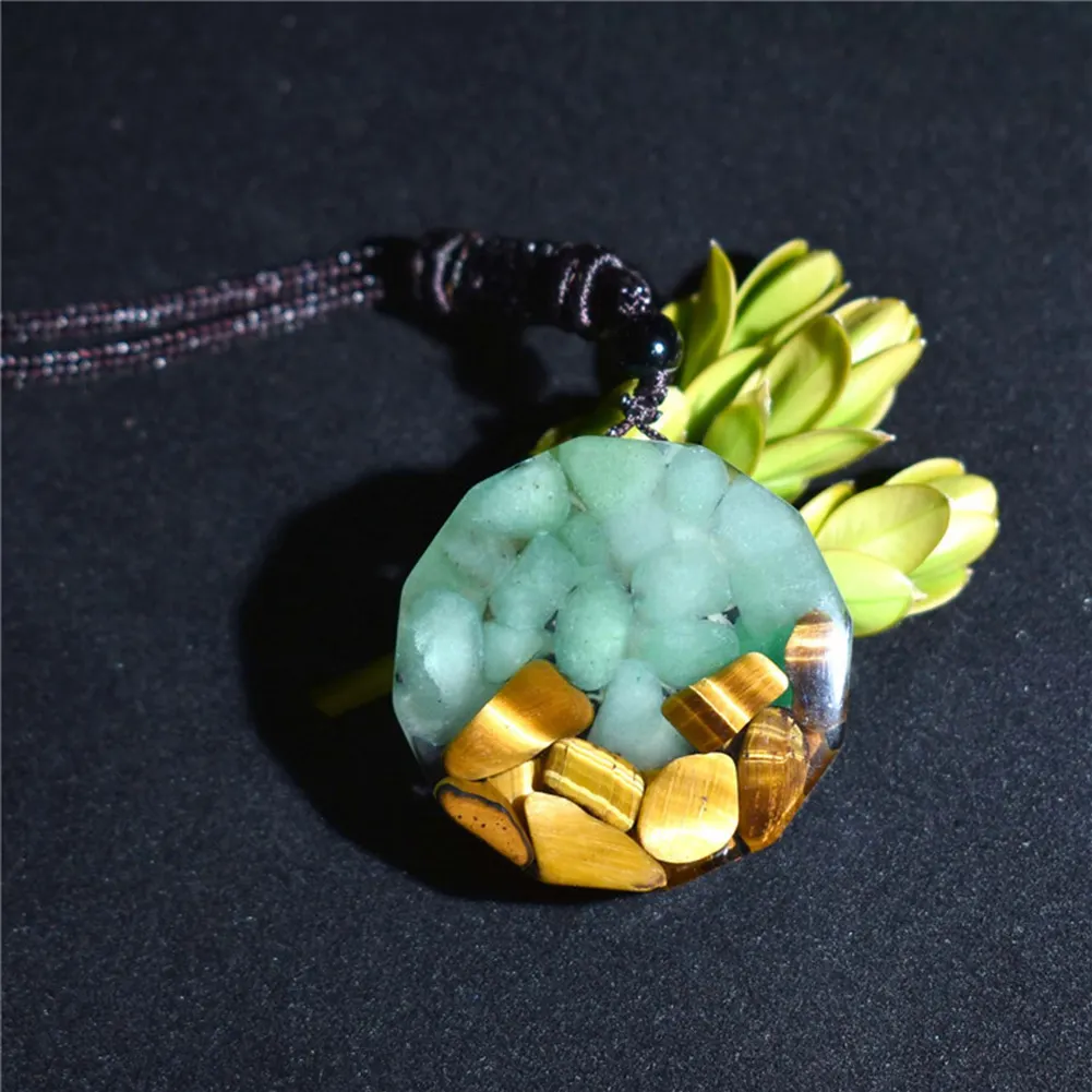 Orgone Pendant Tiger Eye Aventurine Orgonite Necklace Energy Crystal Stone