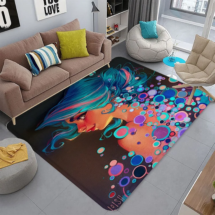 Home Living Room Carpet Children's Crawling Mat Crystal Velvet 3D Printing Floor Mat Non-slip Sitting Blanket