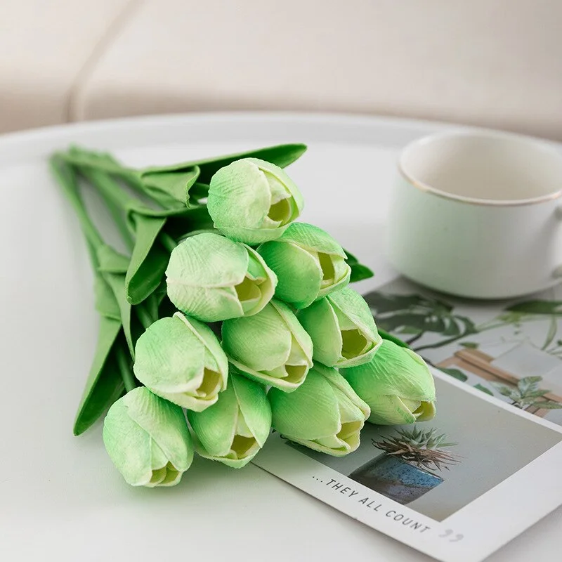 10PCS Tulip Artificial Flowers Real Touch Party Valentine's Day Artificial Bouquet Garden Home Wedding Decoration Fack Flower