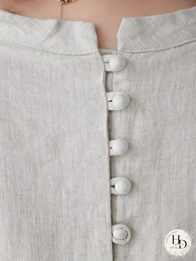 Cotton Linen Dress Casual Dress Midi Dress Linen Cotton Blend Basic Modern Outdoor Daily Vacation Stand Collar Pocket Sleeveless Summer Spring Loose Fit Navy Blue Apricot Plain M L XL 2XL for Women