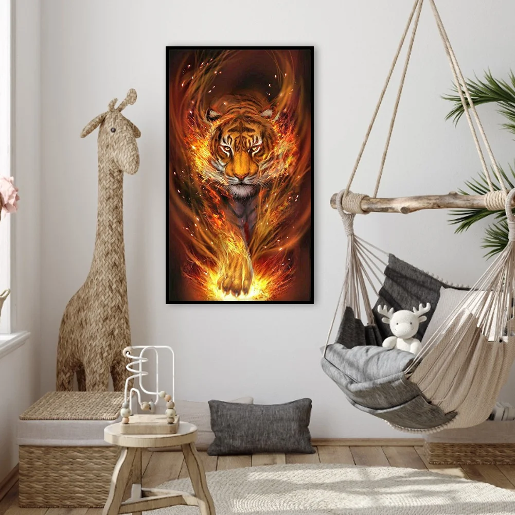 14CT Full Stamped Cross Stitch - Tiger(Canvas|40*75CM)