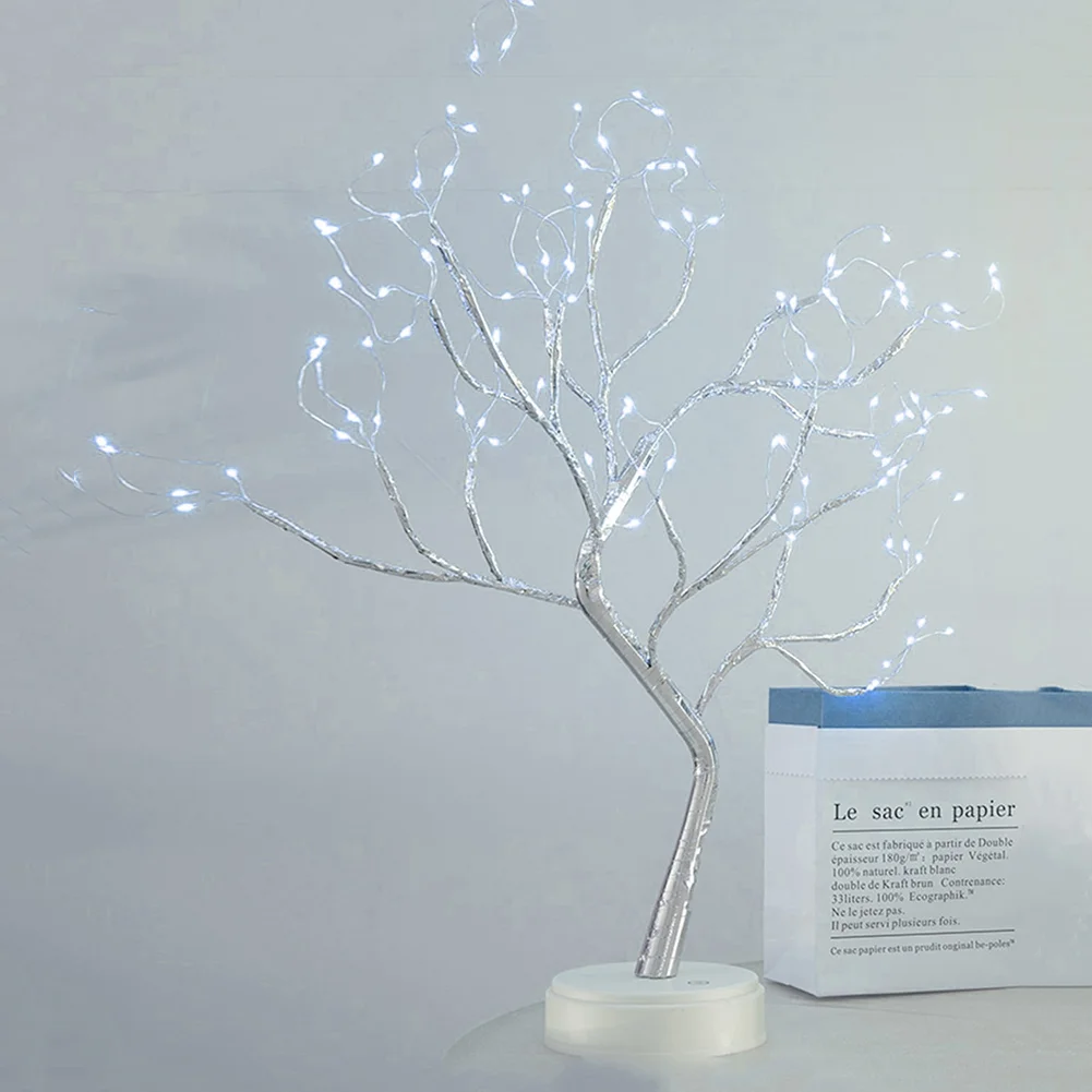 108 LED Touch Night Light Christmas Tree Copper Wire Fairy Lamp Cool White