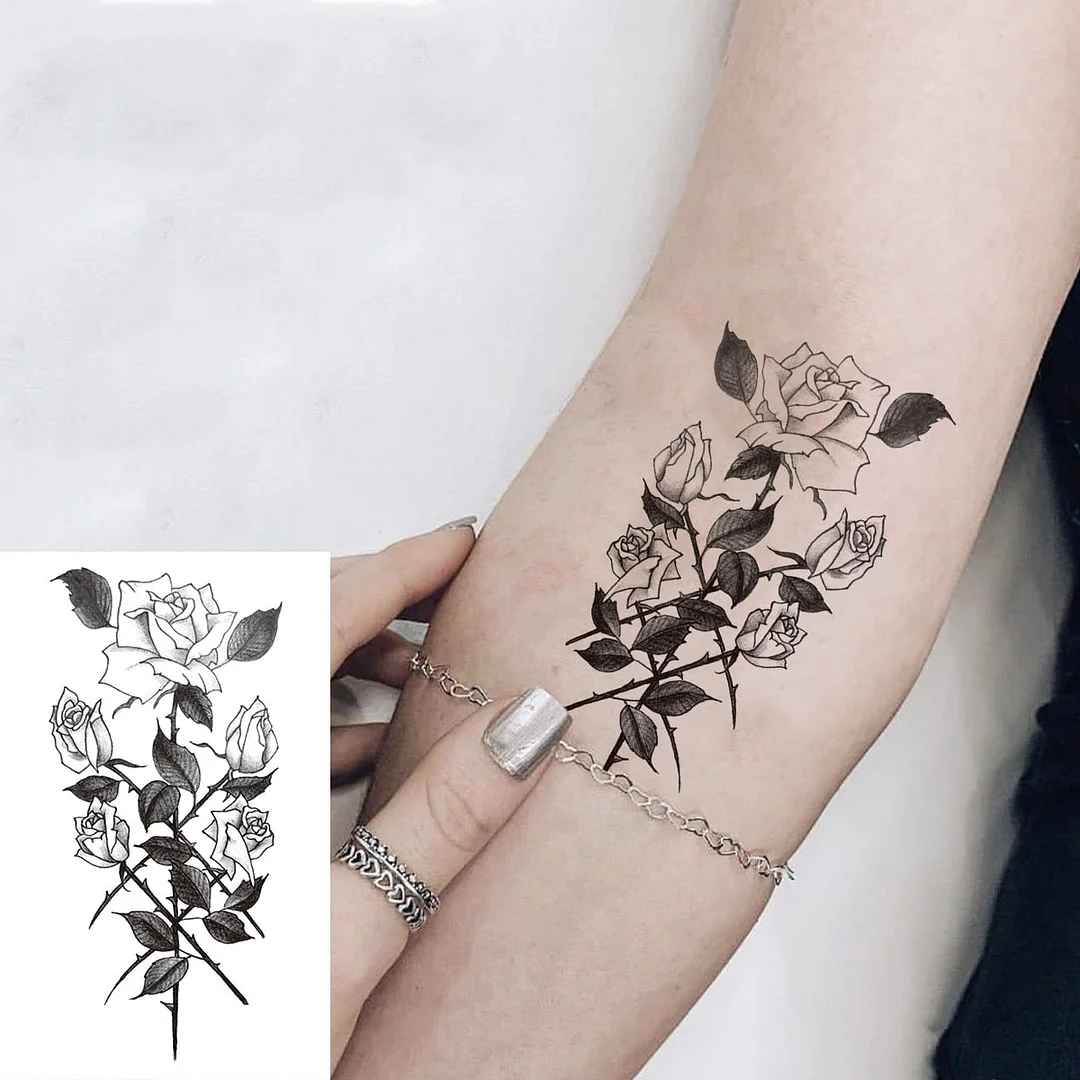 Black Whale Fashion Arm Temporary Tattoos For Women Girl Butterfly Swallow Fake Tattoo Sticker Body Art Waterproof Tatoo Sticker