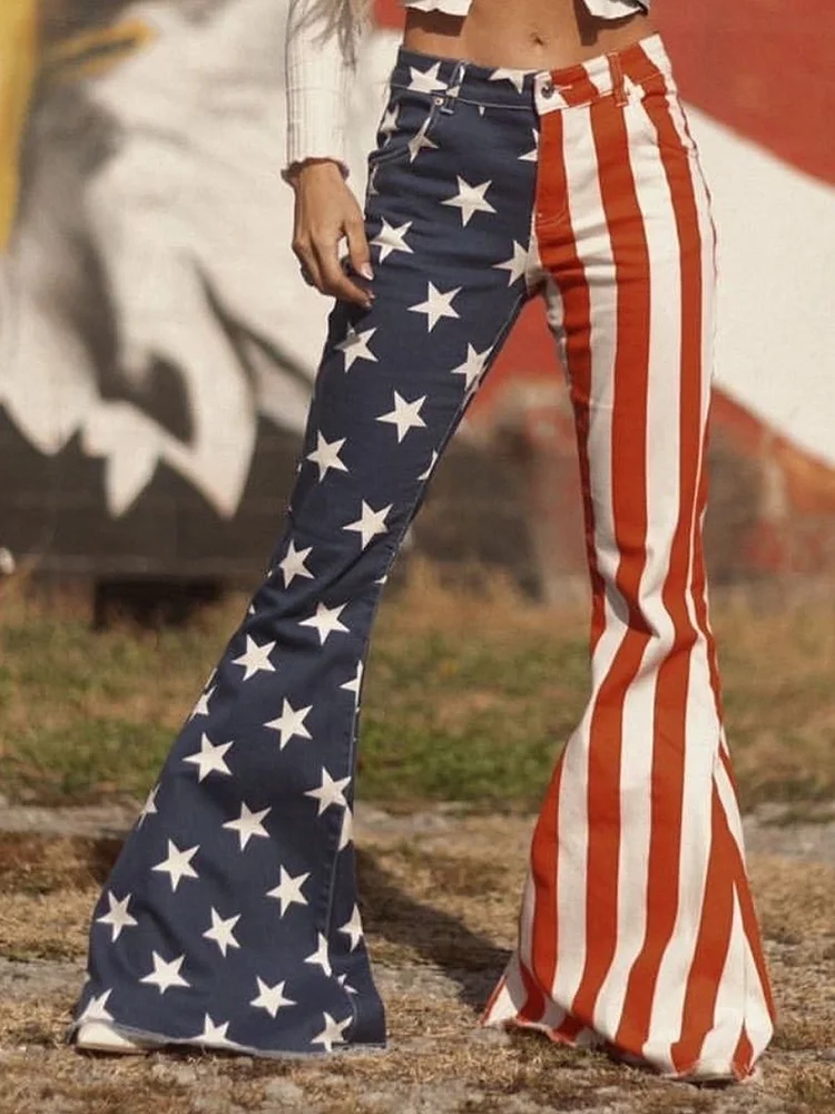 Vintage Stars and Stripes Flared Pants