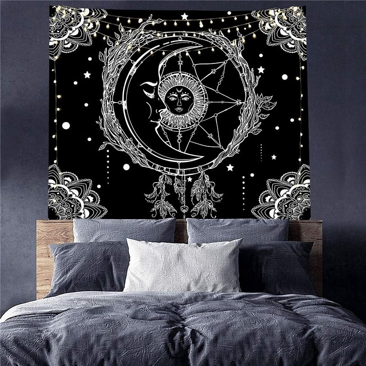 【Limited Stock Sale】Tapestry - White Black Sun Moon Mandala Big