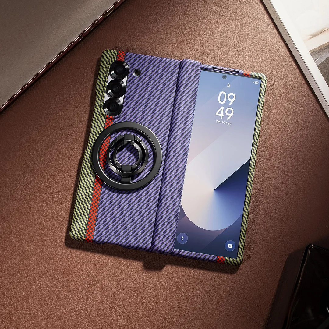 Samsung Z Fold Kevlar Texture Magnetic Holder Phone Case