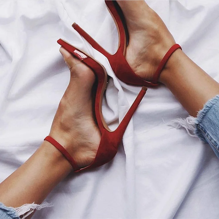 Red Clear Stiletto Heel Sandals Vdcoo