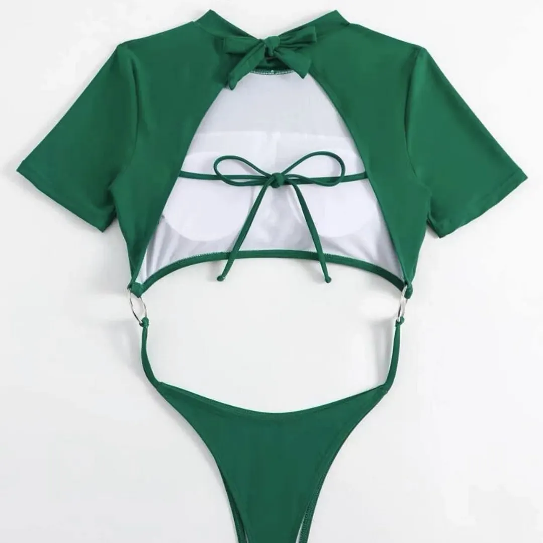 Churchf 2024 New Solid Color Sexy Beauty Back-To-Back T-T-T-Swimsuit Bikini Bikini