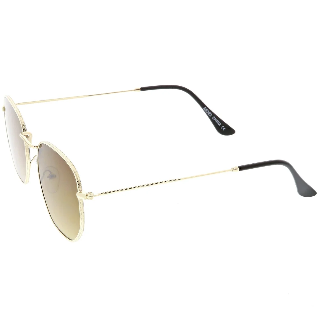 Modern Metal Geometric glasses Slim Arms Neutral Flat Lens 51mm