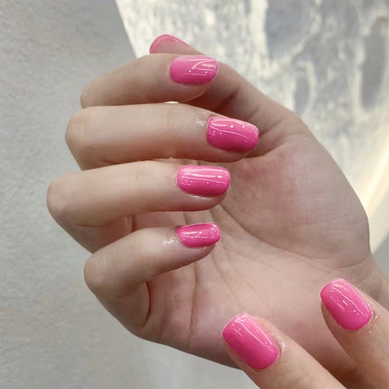 French Style Minimalist Solid Color Plastic Nail Patches 1 Set