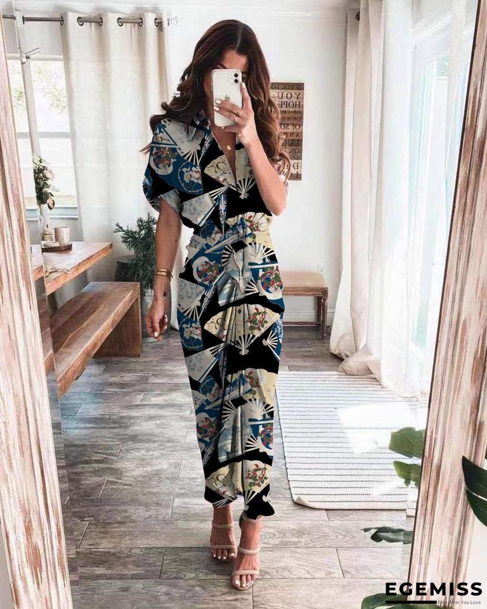 New Shirt and Long Skirt Fashion Print Dress In Summer | EGEMISS