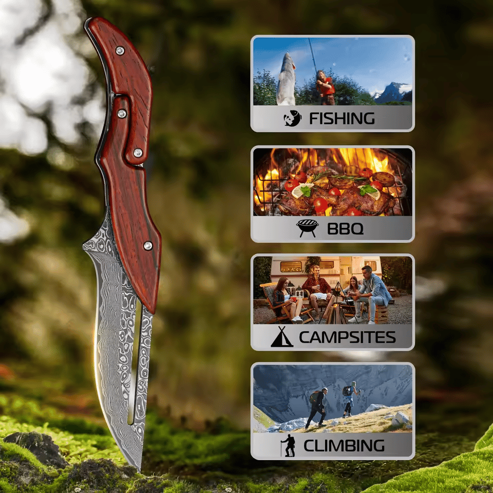🎁Damascus Steel Folding Knife🔪Last Day 50% Off
