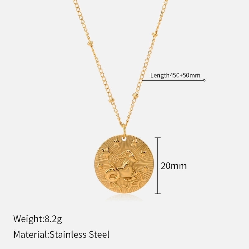 Titanium Steel Minimalist Plating Round Constellation Pendant Necklace