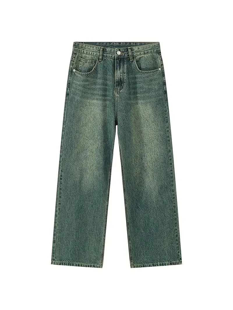 Brownm vintage upcycle baggy jeans with faded effect