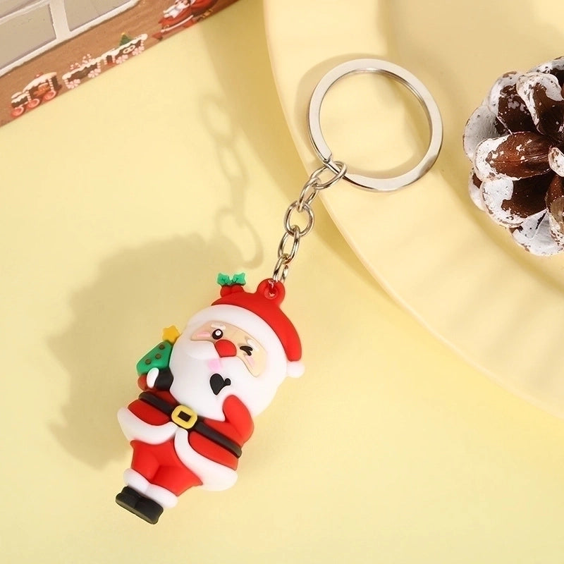 Cute Christmas Tree Santa Claus Elk PVC Metal Christmas Women’s Bag Pendant Keychain