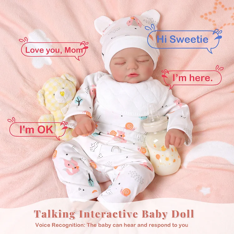 Babeside Sleeping Reborn Baby Peach 17" Newborn Girl Best Gift for Kids with Heartbeat Coos and Breath