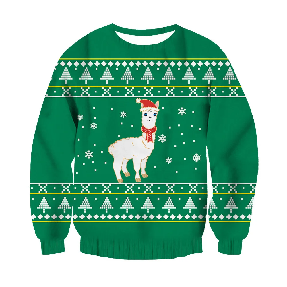 Unisex 3D Printed Elk Christmas Sweatshirt