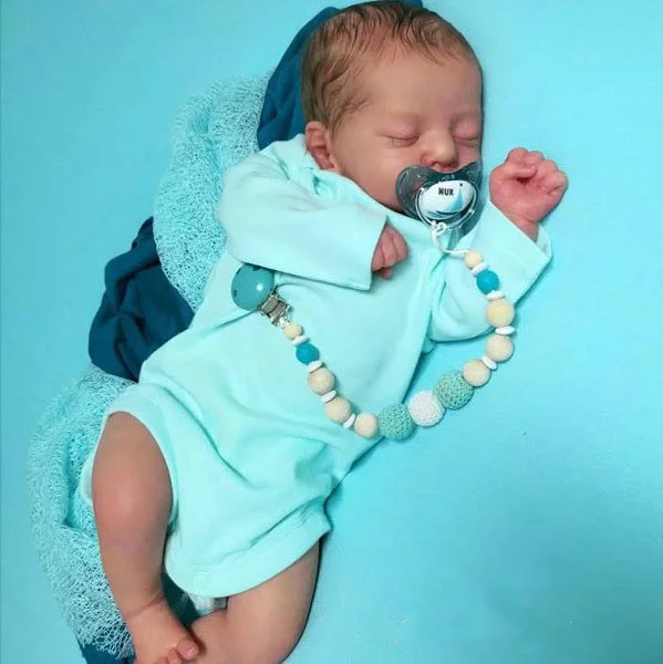 17" Soft Weighted Body Cute Lifelike Handmade Silicone Reborn Sleeping Baby Boy Doll Soren Rebornartdoll® RSAW-Rebornartdoll®