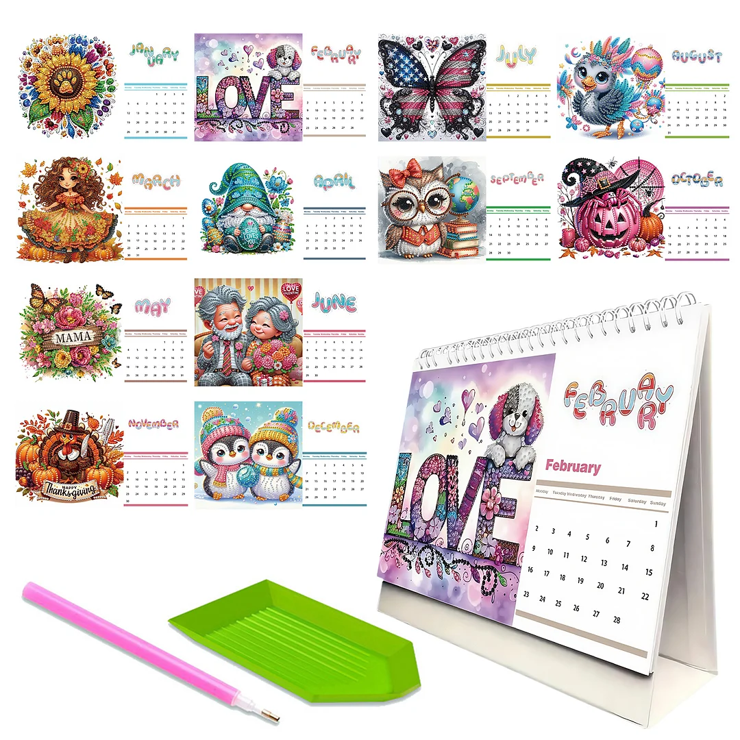 5D/DIY Calendar Crystal Painting Desk Calendars Kit Diamond Decorations Calendar
