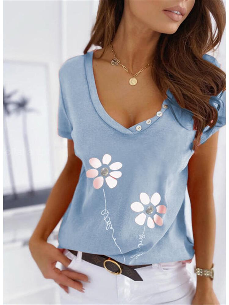 Women Half Sleeve V-neck Solid Color Dress