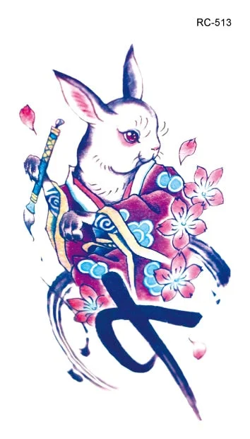 52 Kinds Watercolor Animals Fake Tattoos Temporary Cat Flamingo Wolf Whale Fox Butterfly Waterproof Tatto Stickers Small Size