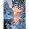 Cross Stitch - 11CT Stamped 3 Strands - Snow Scene Sunrise 40*50cm