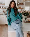 Annika Knit Mock Neck Pullover Sweater - Teal