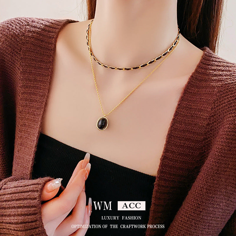 Medieval Ellipse Geometric Copper Electroplating Necklaces