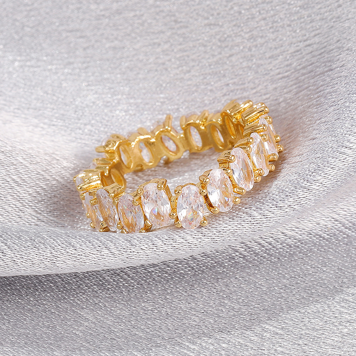 Oval Zirconia Gold-Plated Ring