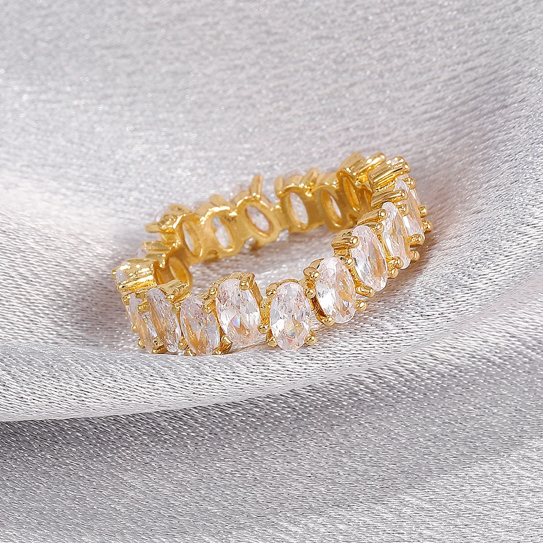 Oval Zirconia Gold-Plated Ring