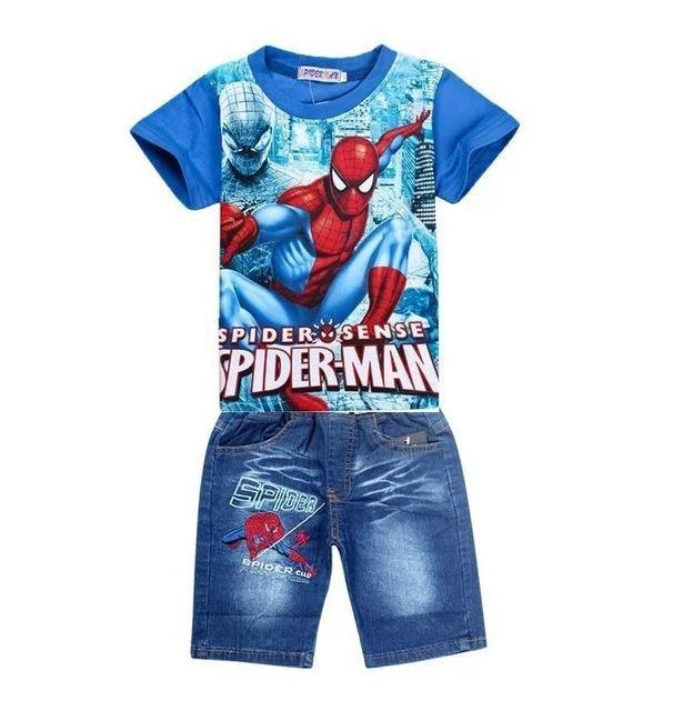 Spider-Man cartoon shirt jeans shorts,toddlers boys clothes