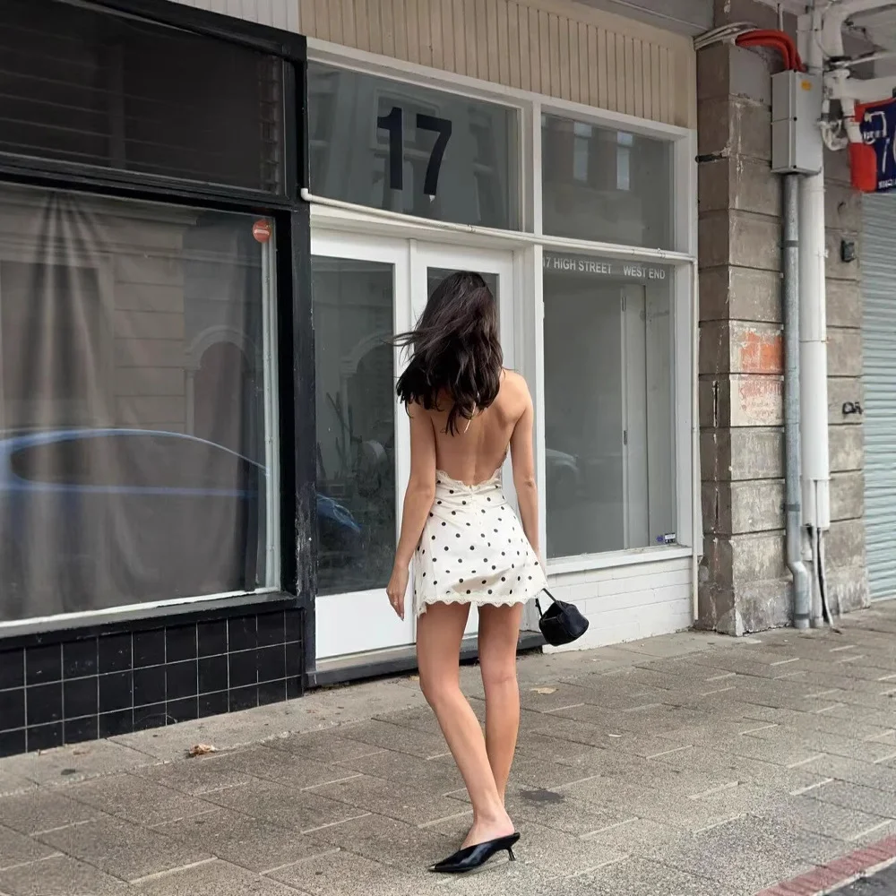 Nigikala Nigikala New Women's Heart Girl Pure Desire To Hang Neck Lace Lace V-Neck Dress Skirt