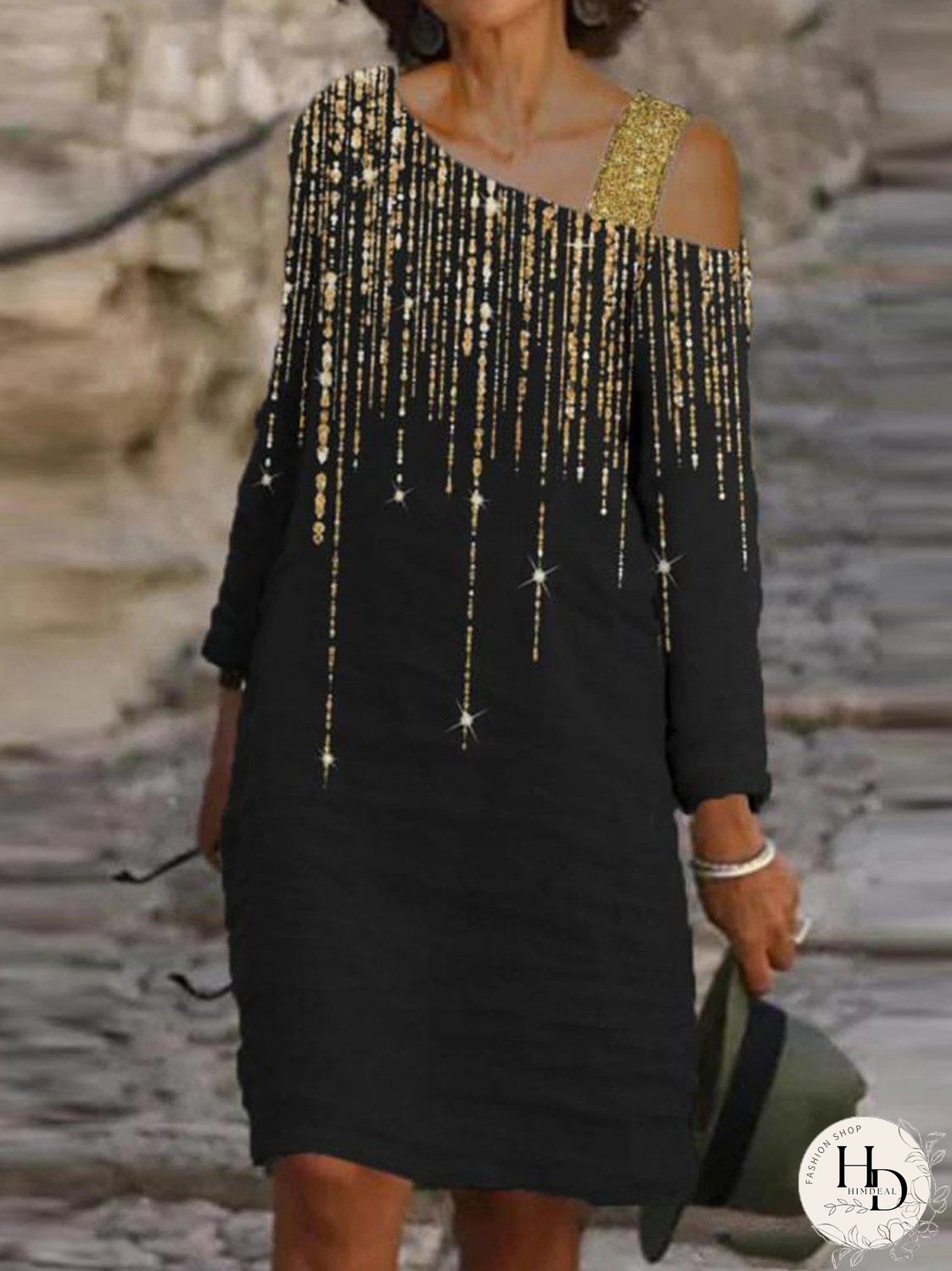 Dresses Loose Sling Sloping Shoulder Long Sleeve Dress for Women