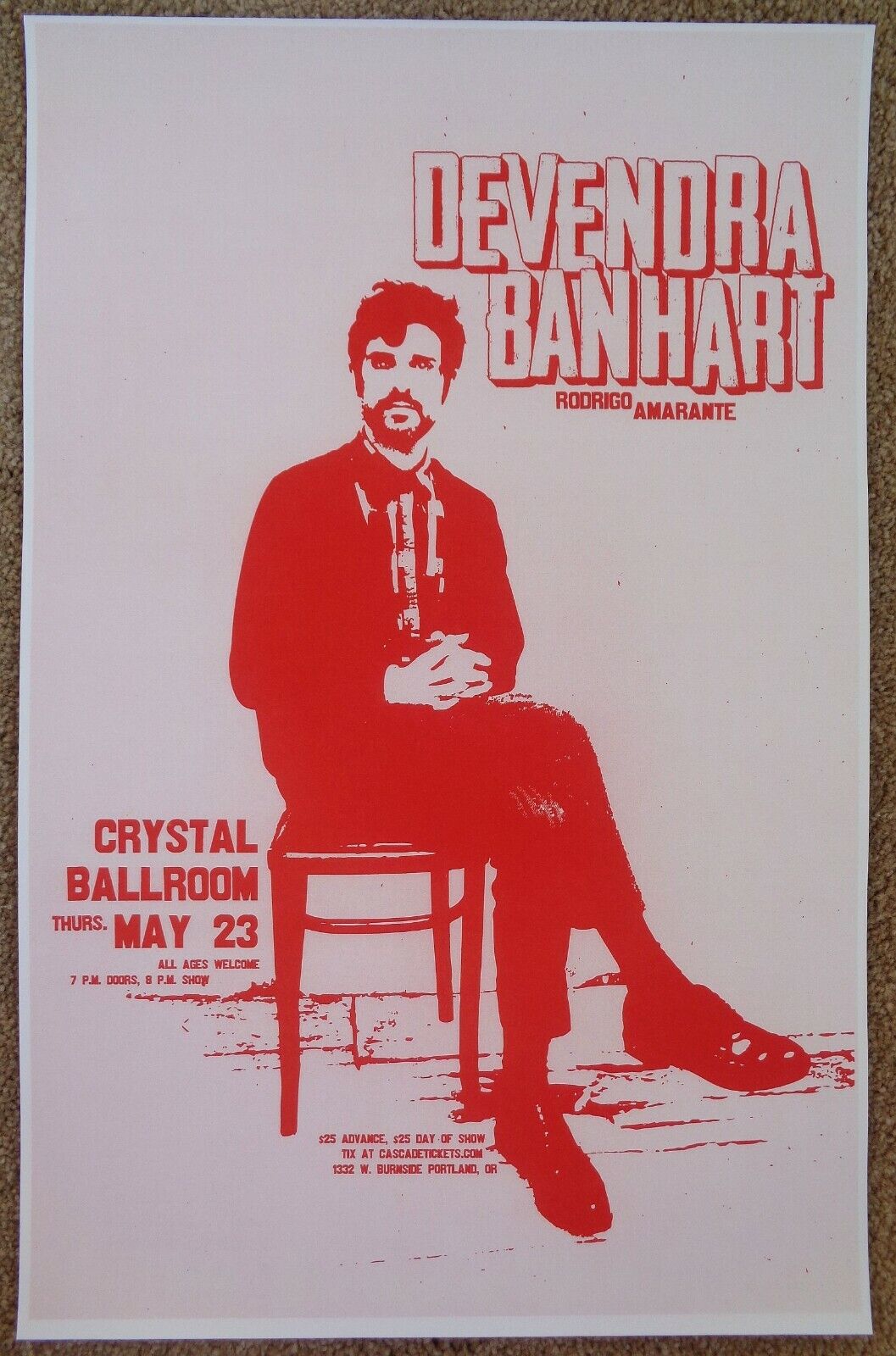 DEVENDRA BANHART 2013 Gig POSTER Portland Oregon Concert