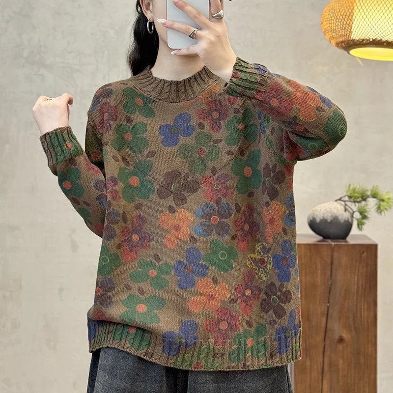 Chicfifth Sweater Women Winter Long Sleeve High Quality Autumn Vintage Top Knitted Cardigan