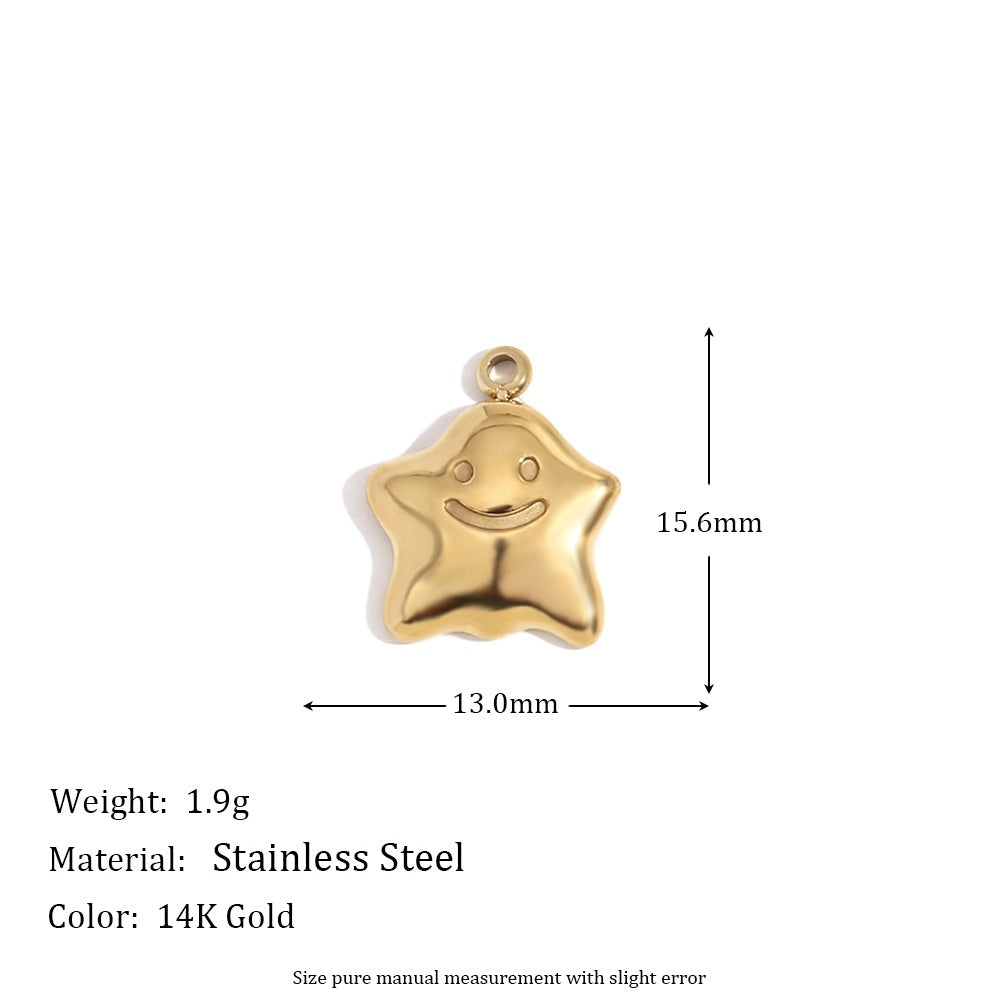 5 Pieces Fashion Irregular Heart Stainless Steel 18K Gold Plated Jewelry Making