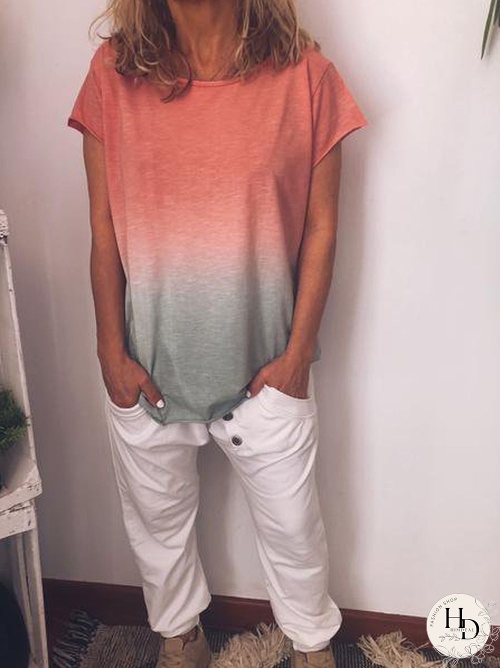 Women Cotton Crew Neck Plus Size Casual Short Sleeve T-shirt